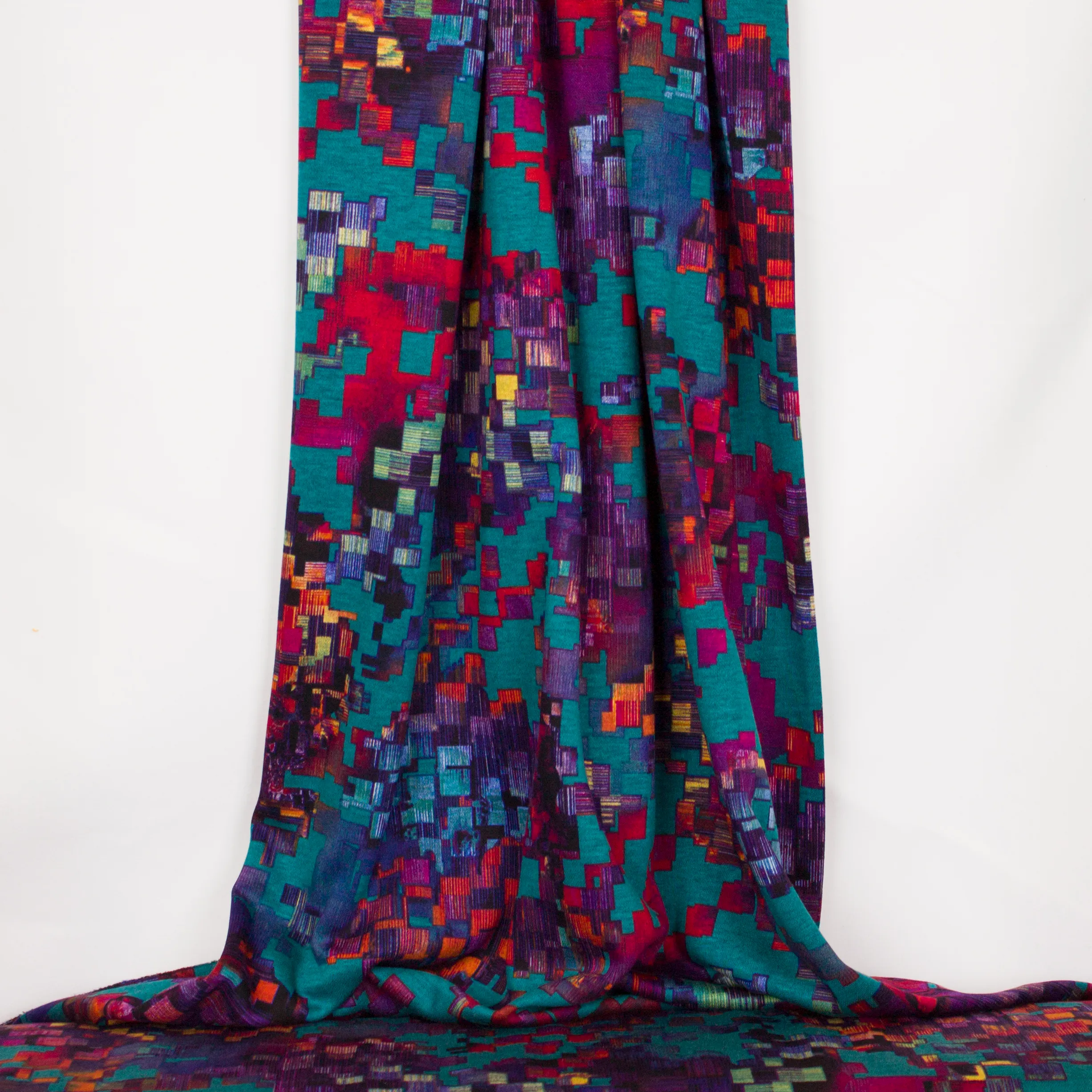 Polyester / viscosemengeling met multicolor abstracte print - Miss Doodle