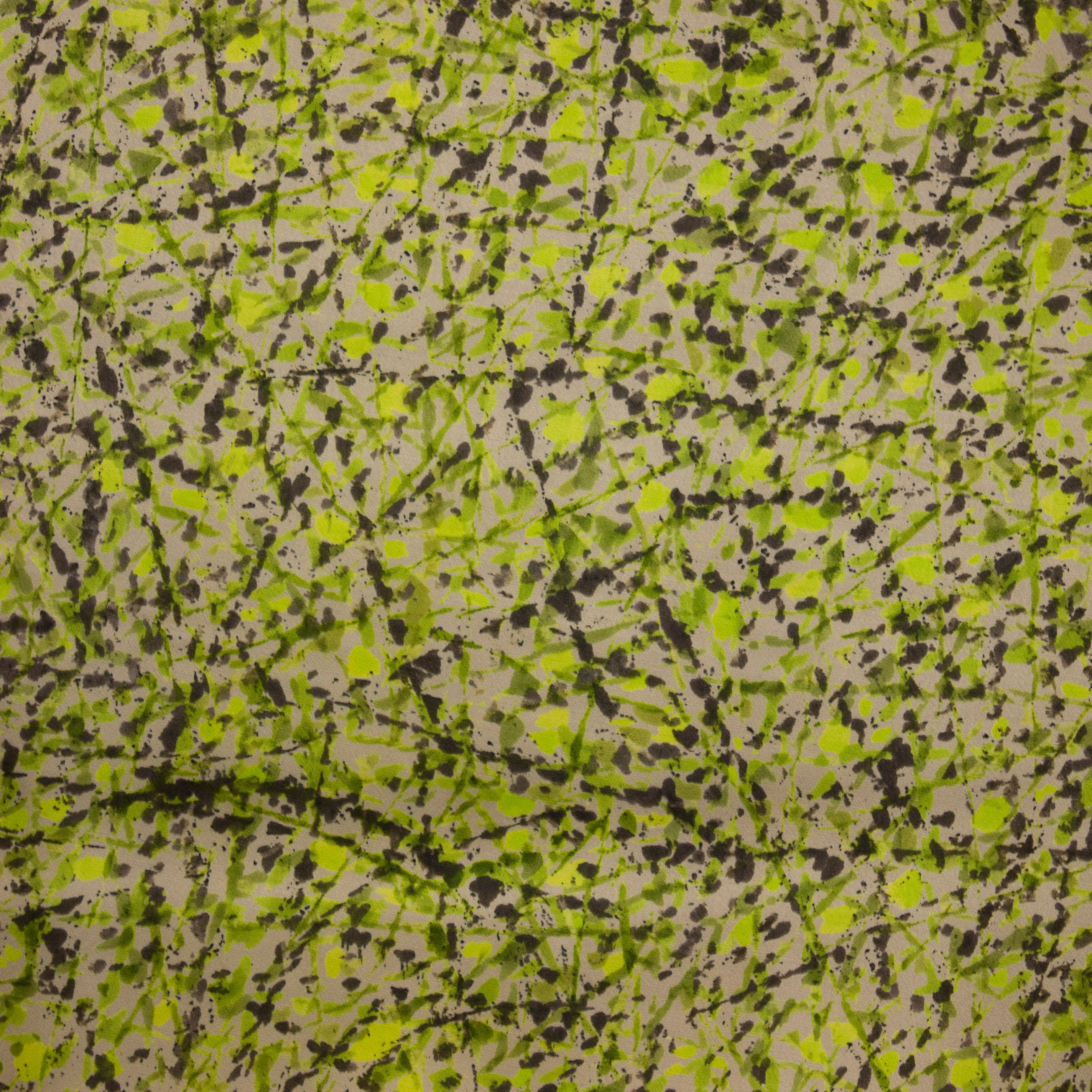 Beige viscose met abstract groen motief - La Maison Victor