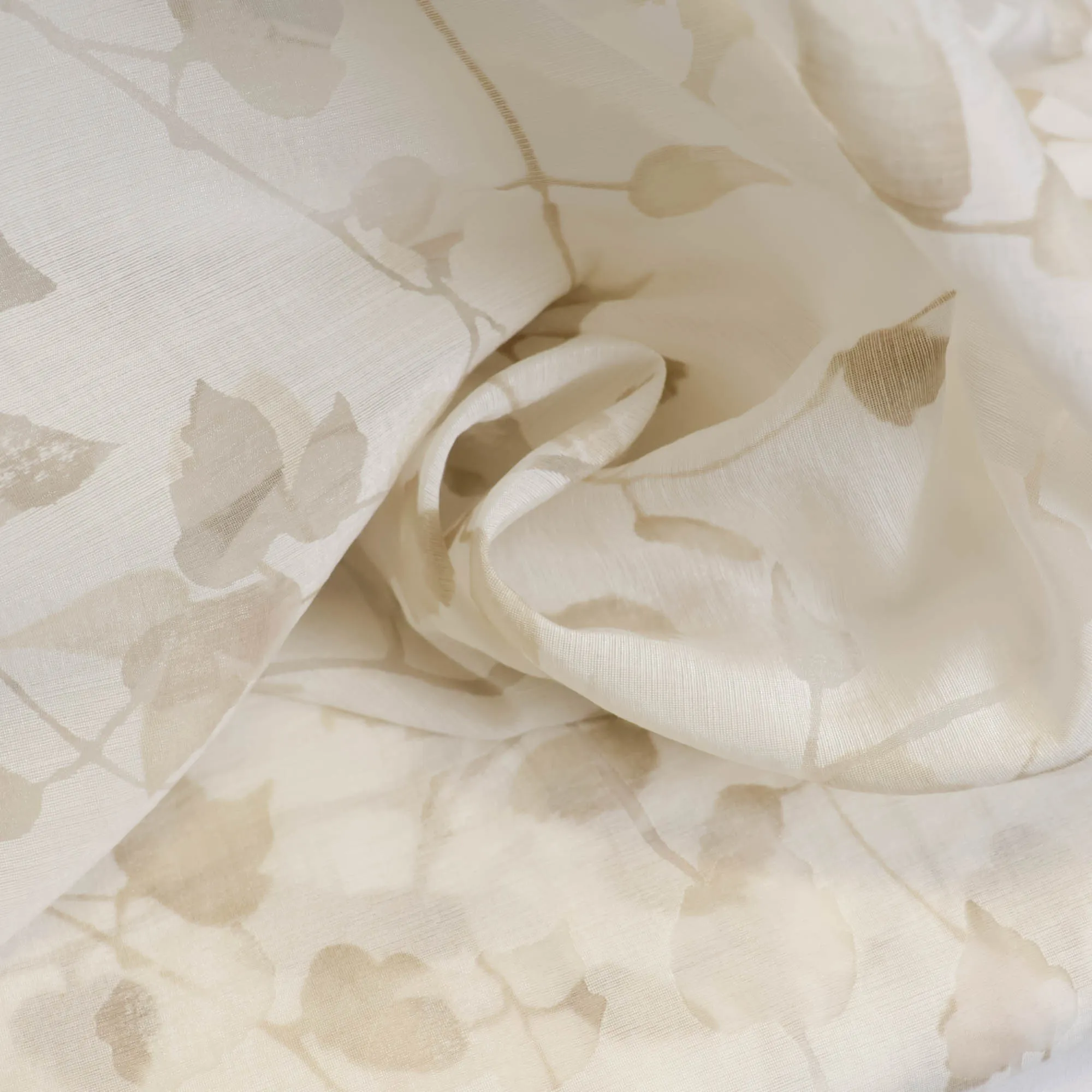 Voile beige mit Pflanzen