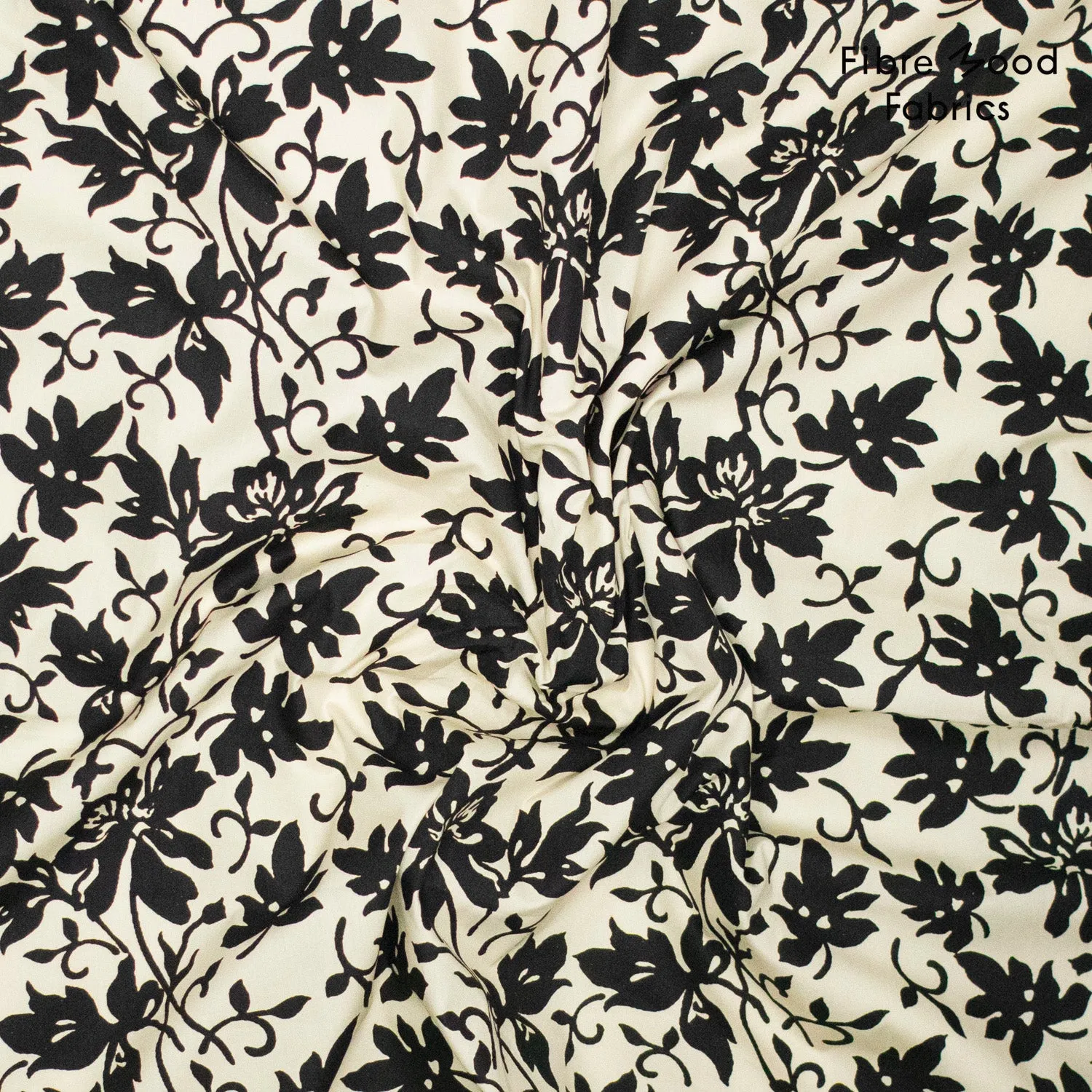 Katoen poplin ecru met bloemenprint - Fibre Mood
