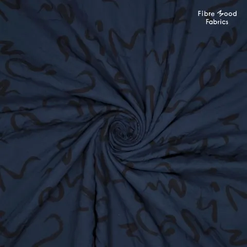 Ecovero viscose blauw met zwarte strepen - Fibre Mood