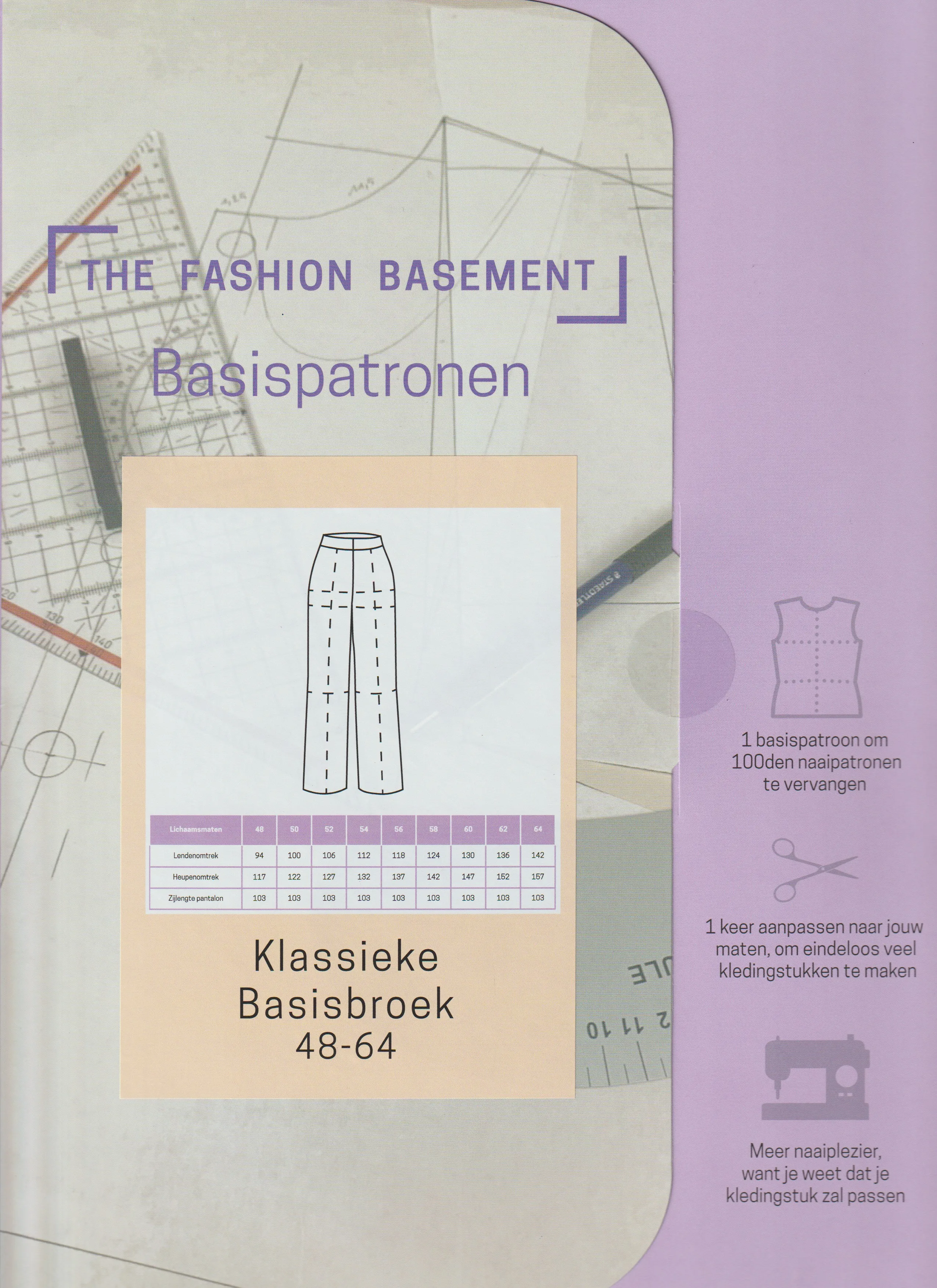 Patroon klassieke basisbroek maat 48-64 - The Fashion Basement