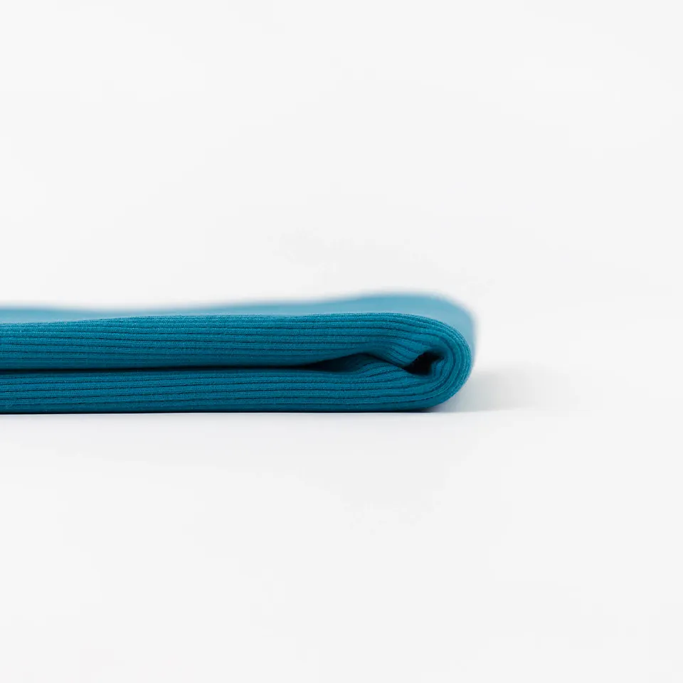 Geribbelde tricot effen blauw - See you at six
